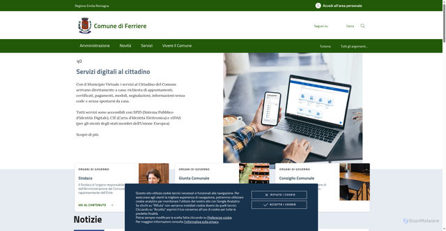 Security scan screenshot of https://www.comune.ferriere.pc.it/