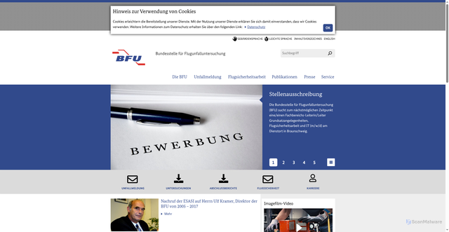 Security scan screenshot of https://www.bfu-web.de/DE/Home/home_node.html