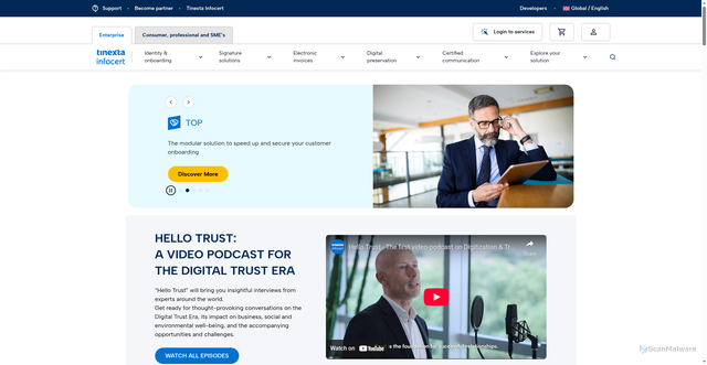 Security scan screenshot of http://www.infocert.digital/