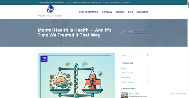 Security scan screenshot of https://paramounthw.org/mental-health-is-health