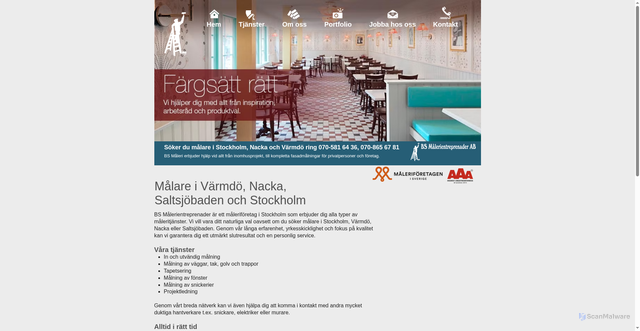 Security scan screenshot of https://bsmaleri.se