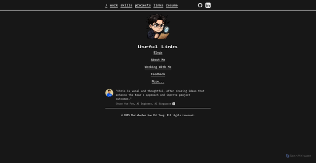 Security scan screenshot of https://chris-portfolio-site.pages.dev/links