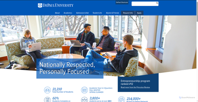 Security scan screenshot of https://depaul.edu