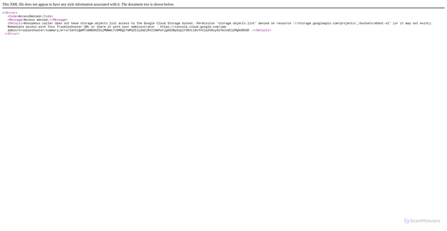 Security scan screenshot of https://ebbot-v2.storage.googleapis.com