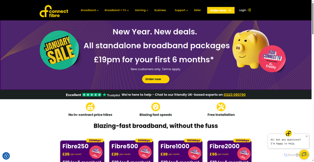Security scan screenshot of https://connectfibre.co.uk