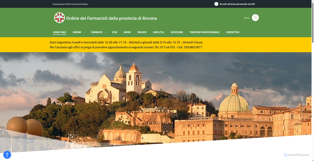 Security scan screenshot of https://ordinefarmacistian.it/