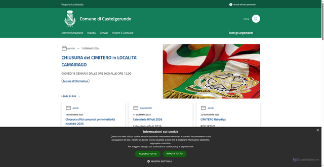 Security scan screenshot of https://www.comune.castelgerundo.lo.it/it