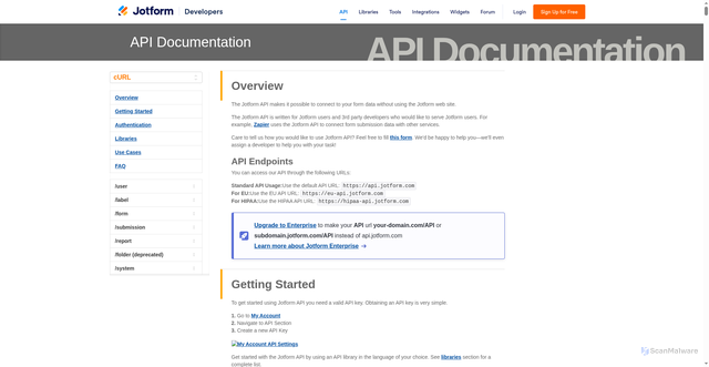Security scan screenshot of https://hipaa-api.jotform.com