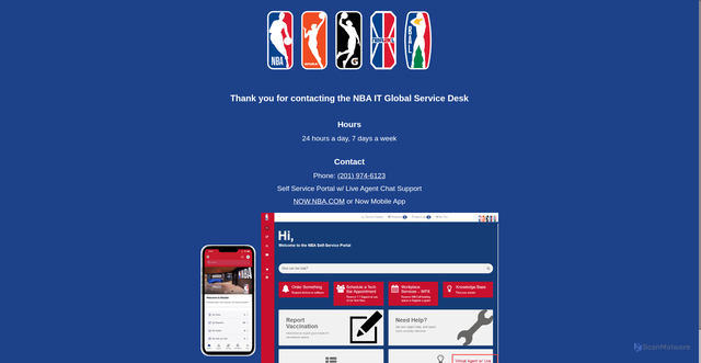 Security scan screenshot of https://globalservicedesk.nba.com