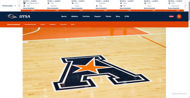 Security scan screenshot of https://goutsa.com/news/2025/10/21/2025-26-womens-basketball-tv-networks-tip-times-announced2