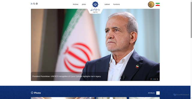 Security scan screenshot of https://president.ir/en
