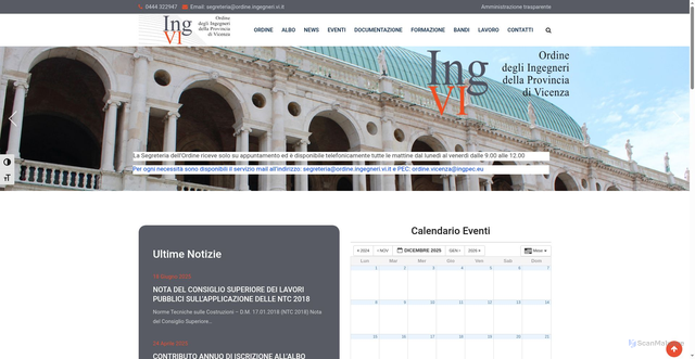 Security scan screenshot of https://ordine.ingegneri.vi.it/