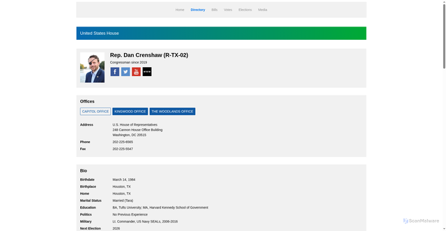 Security scan screenshot of https://www.congressweb.com/aacrao/legislators/info/mbr_id/448
