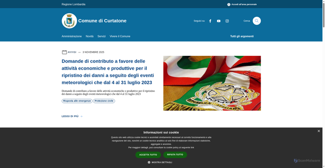 Security scan screenshot of https://www.comune.curtatone.mn.it/it