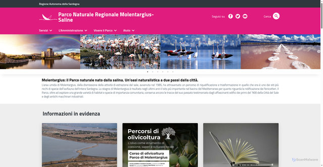 Security scan screenshot of https://www.parcomolentargius.it/