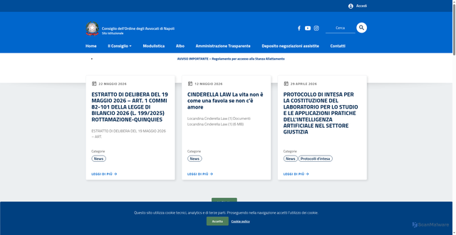 Security scan screenshot of https://www.ordineavvocatinapoli.it