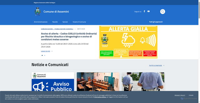 Security scan screenshot of https://www.comune.assemini.ca.it/