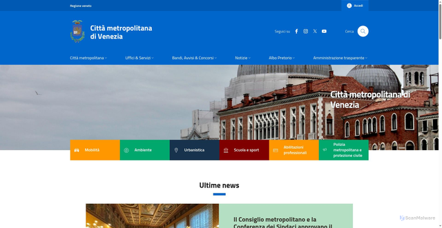 Security scan screenshot of https://www.cittametropolitana.ve.it/