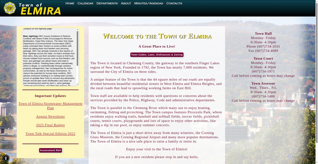 Security scan screenshot of https://townofelmira.gov/