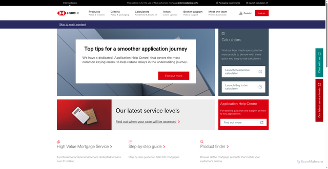 Security scan screenshot of https://intermediaries.hsbc.co.uk