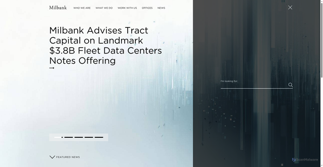 Security scan screenshot of https://milbank.com