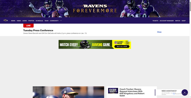 Security scan screenshot of https://baltimoreravens.com