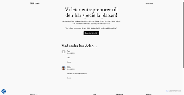 Security scan screenshot of https://uddesaljo.se