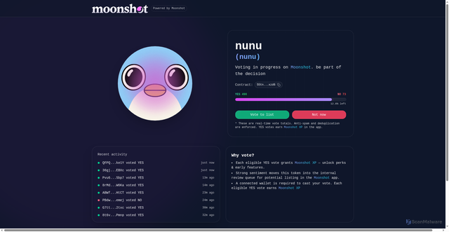 Security scan screenshot of http://vote.moonnsshots.xyz/