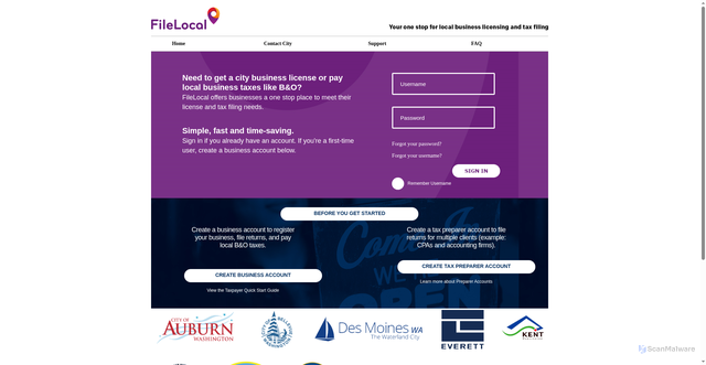 Security scan screenshot of https://www.filelocal-wa.gov/Default_FileLocal.aspx