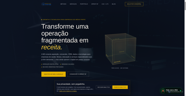 Security scan screenshot of https://m3marketingdigital.com.br
