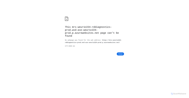 Security scan screenshot of https://mrs-weur1c224-rddiagnostics-prod.wvd-ase-weur1c224-prod.p.azurewebsites.net