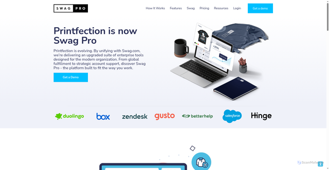 Security scan screenshot of https://printfection.com
