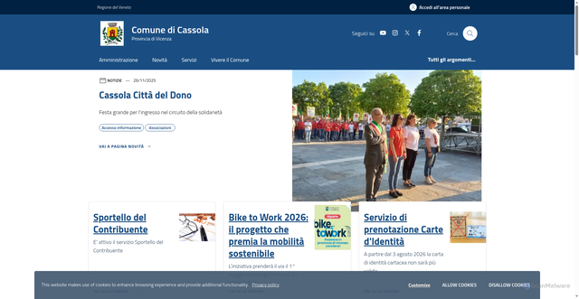 Security scan screenshot of https://www.comune.cassola.vi.it