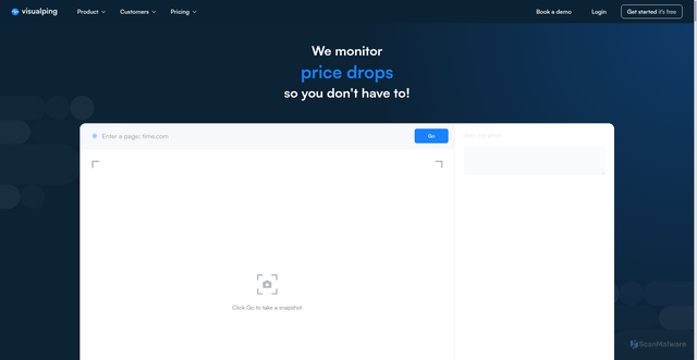 Security scan screenshot of https://visualping.io/