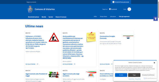 Security scan screenshot of https://comune.vistarino.pv.it/