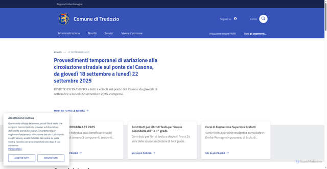 Security scan screenshot of https://www.comune.tredozio.fc.it/