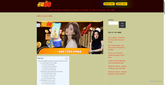 Security scan screenshot of https://hm88game.online/nap-tien-hm88/