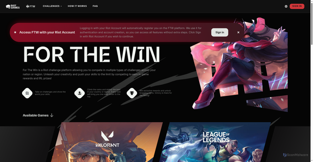 Security scan screenshot of https://ftw.riotgames.com/