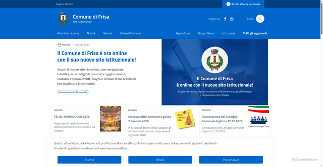 Security scan screenshot of https://comune.frisa.ch.it/