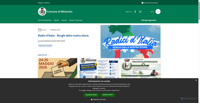 Security scan screenshot of https://www.comune.molochio.rc.it