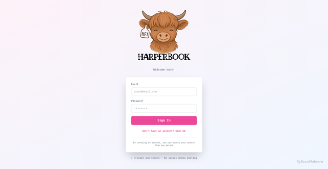 Security scan screenshot of https://www.harperbook.com/