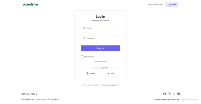 Security scan screenshot of https://cross-country.pipedrive.com
