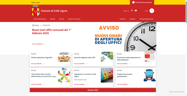 Security scan screenshot of https://www.comune.celle.sv.it/
