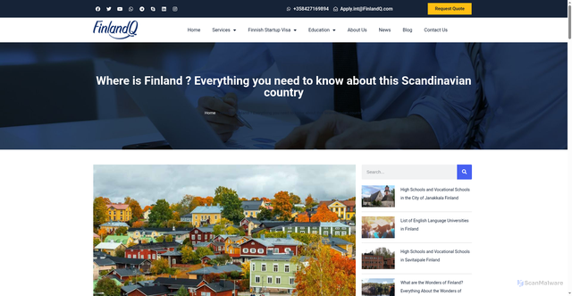 Security scan screenshot of https://finlandq.com/where-is-finland/