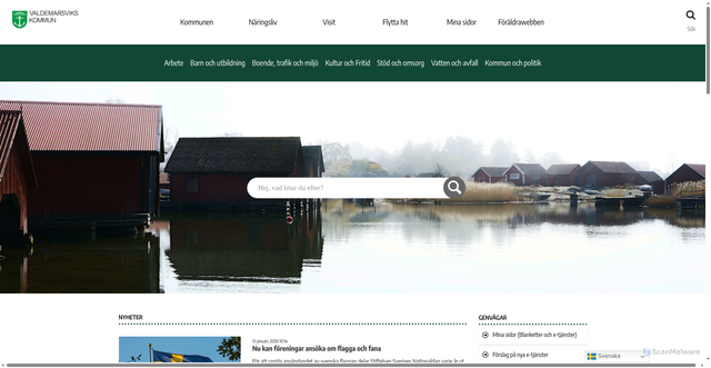 Security scan screenshot of https://www.valdemarsvik.se/