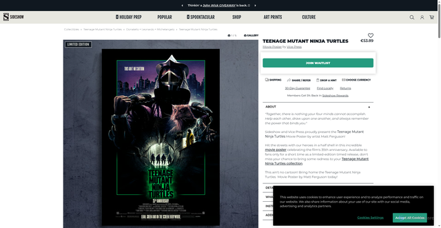 Security scan screenshot of https://www.sideshow.com/collectibles/teenage-mutant-ninja-turtles-teenage-mutant-ninja-turtles-vice-press-503068UL