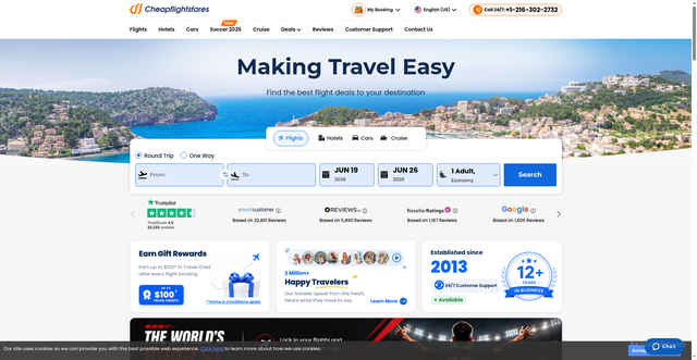 Security scan screenshot of https://cheapflightsfares.com