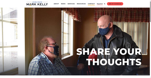 Security scan screenshot of https://www.kelly.senate.gov/contact/contact-form/