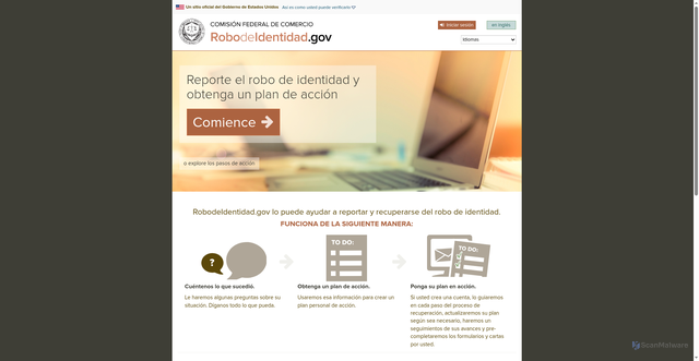 Security scan screenshot of https://www.robodeidentidad.gov/