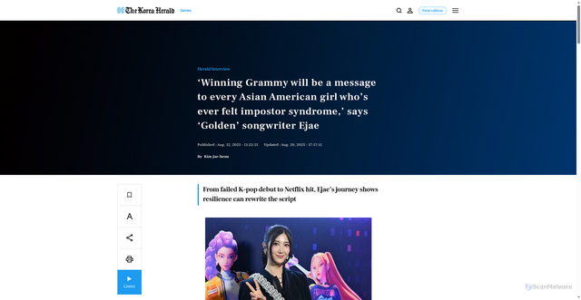 Security scan screenshot of https://www.koreaherald.com/article/10552221